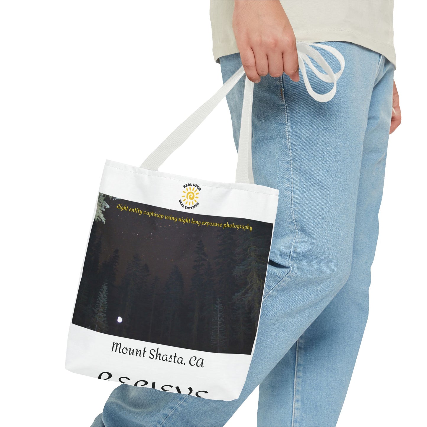 Light Being Tote Bag - Long Exposure Photography Design - Travel, Mount Shasta, UFOs, Skywatchers gift