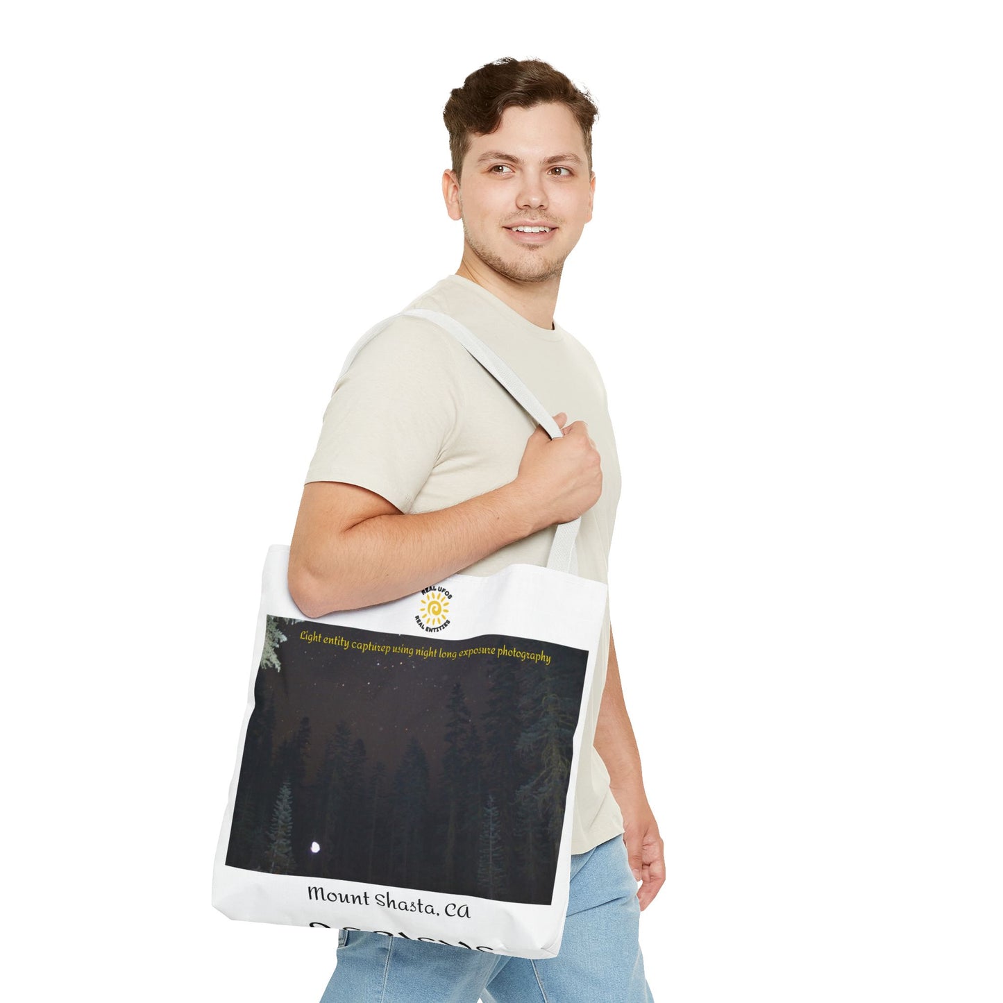 Light Being Tote Bag - Long Exposure Photography Design - Travel, Mount Shasta, UFOs, Skywatchers gift