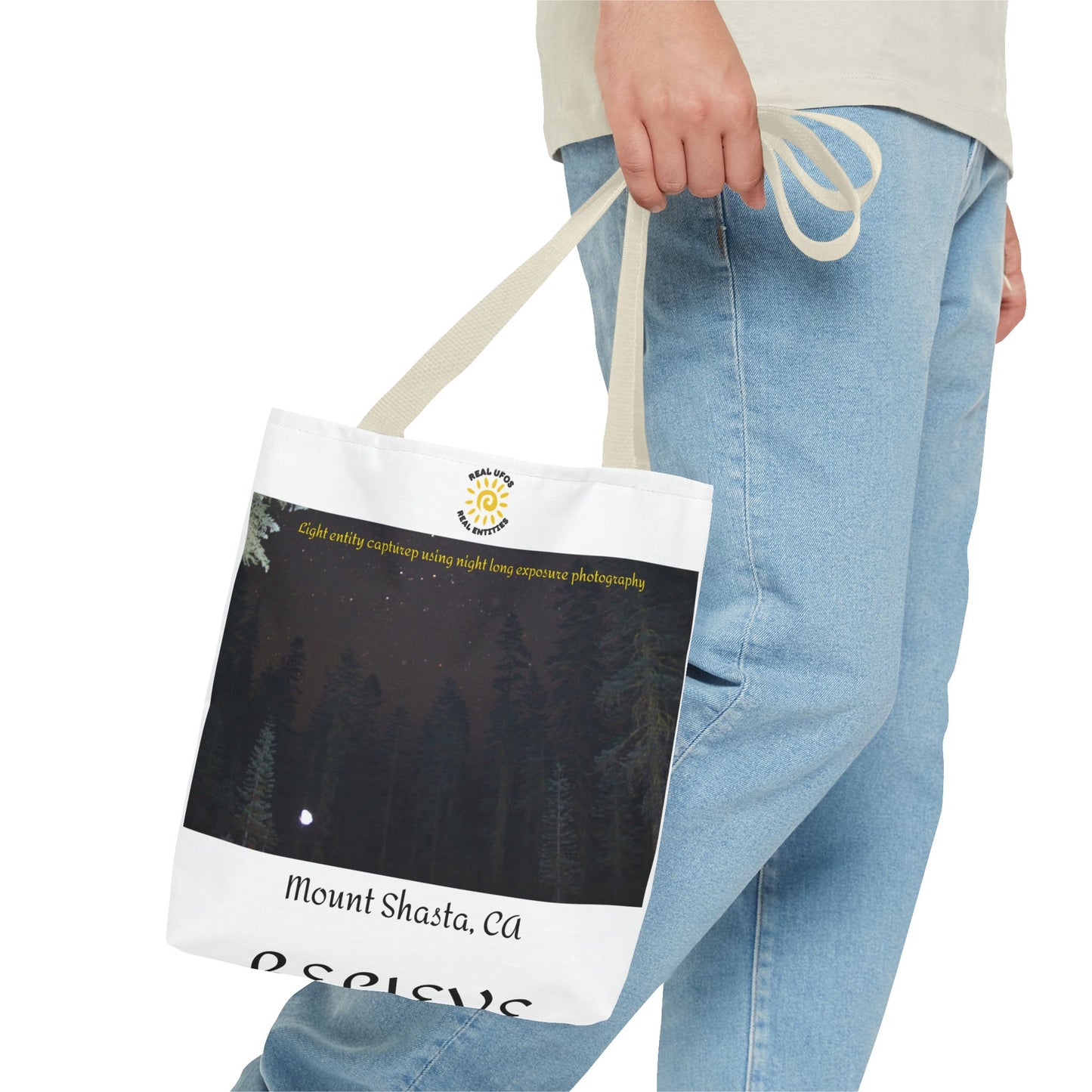 Light Being Tote Bag - Long Exposure Photography Design - Travel, Mount Shasta, UFOs, Skywatchers gift