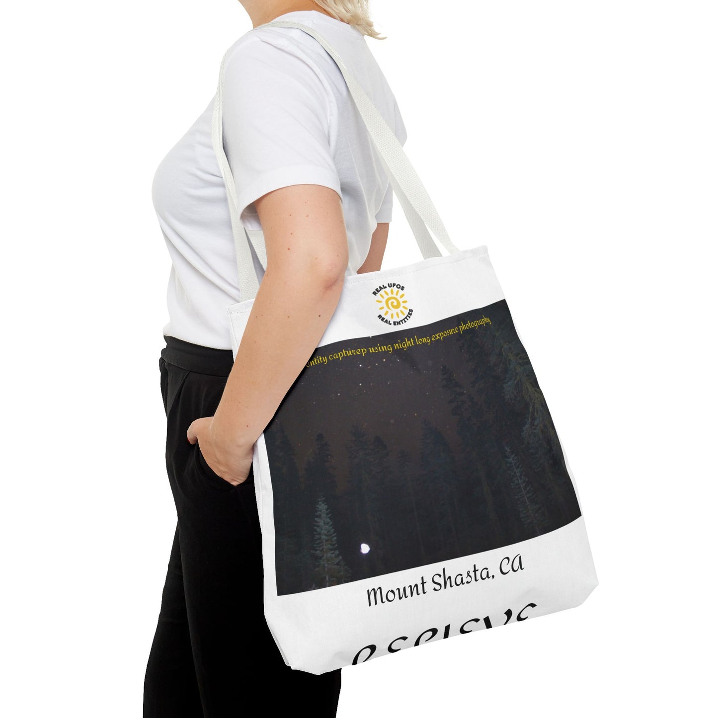 Light Being Tote Bag - Long Exposure Photography Design - Travel, Mount Shasta, UFOs, Skywatchers gift