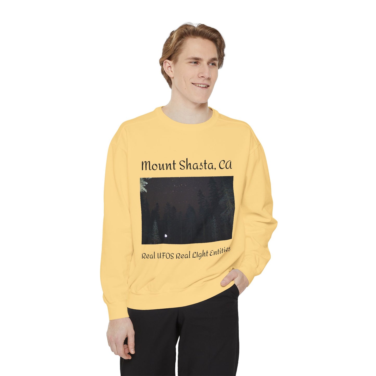 Sweatshirt - Mount Shasta Light Being Capture Using Long Exposure Night Photography